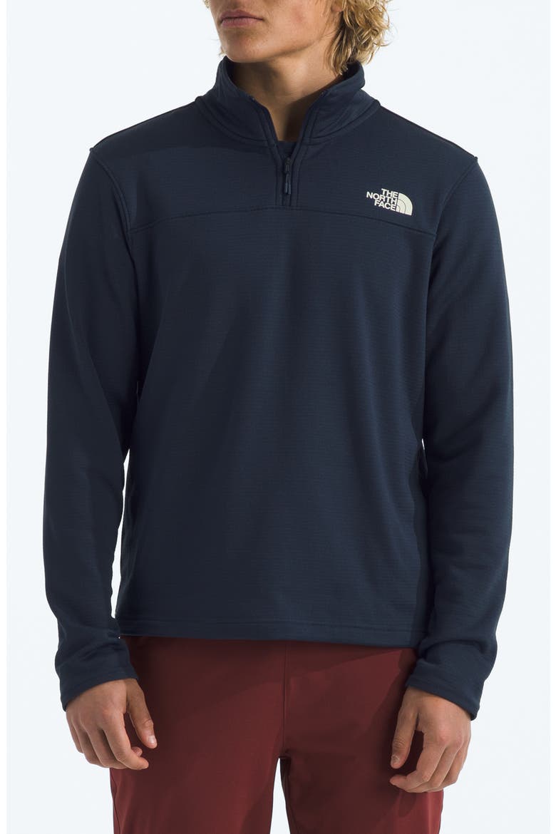 Cedar Trail Grid Fleece Quarter Zip Pullover, Main, color, SUMMIT NAVY
