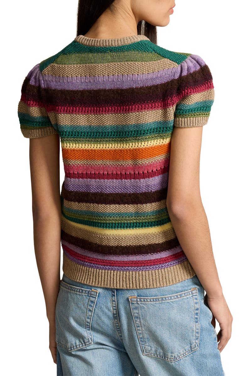 Polo Ralph Lauren Stripe Linen Blend Short Sleeve Sweater, Alternate, color, 