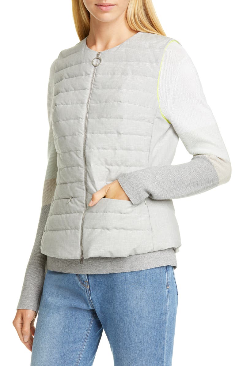 Fabiana Filippi Metallic Neon Trim Down Puffer Vest, Alternate, color, 