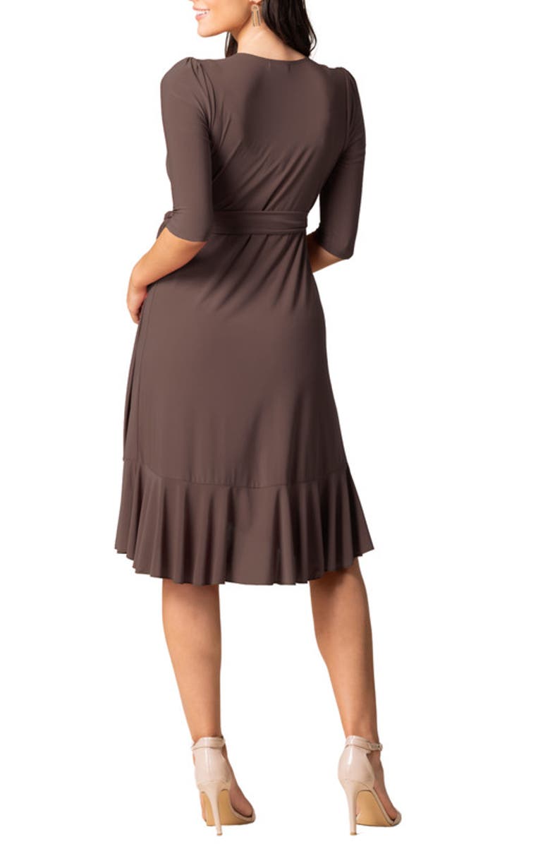 Kiyonna Whimsy Midi Wrap Dress, Alternate, color, Java