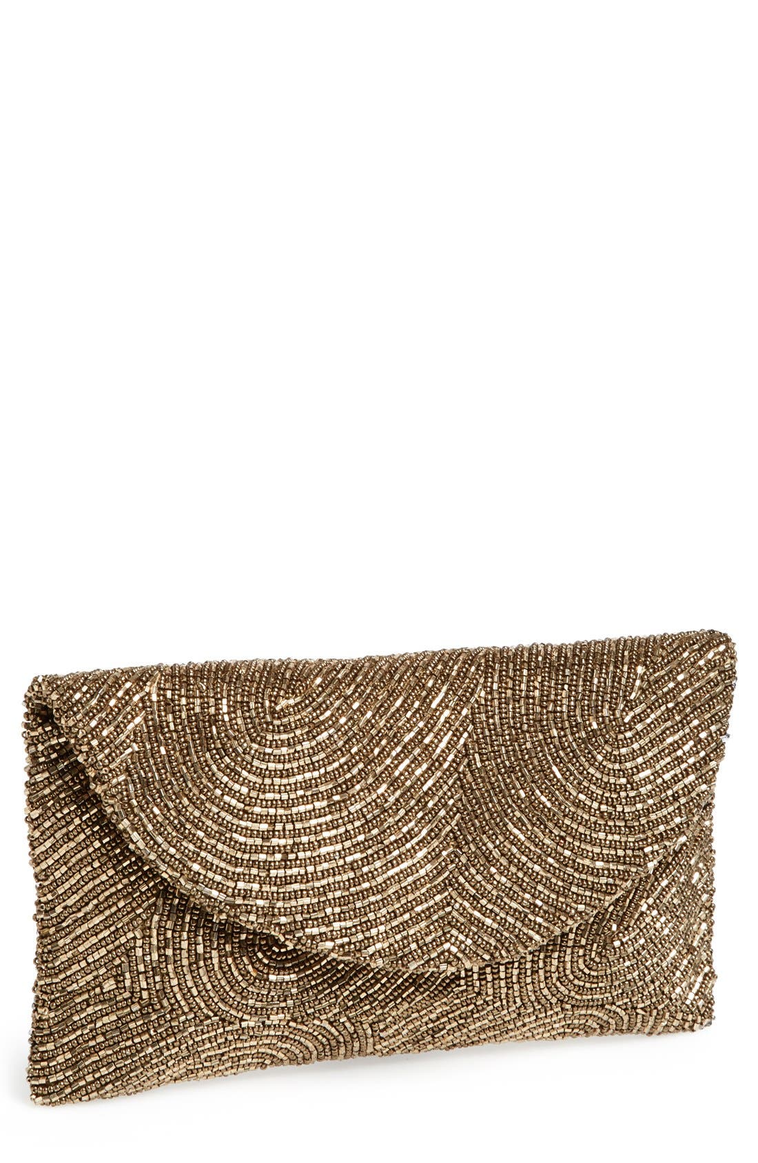 Beaded Clutch, Main, color, ANTIQUE GOLD