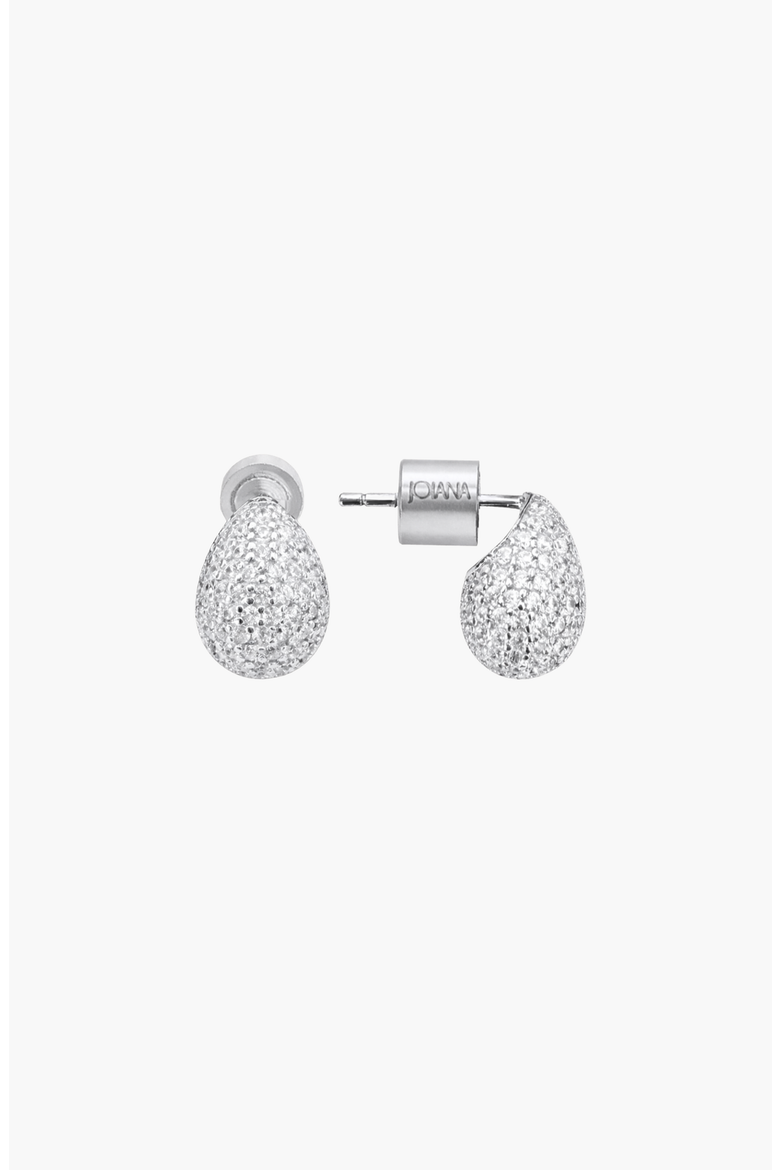 Pave Drop Earrings, Main, color, White Silver