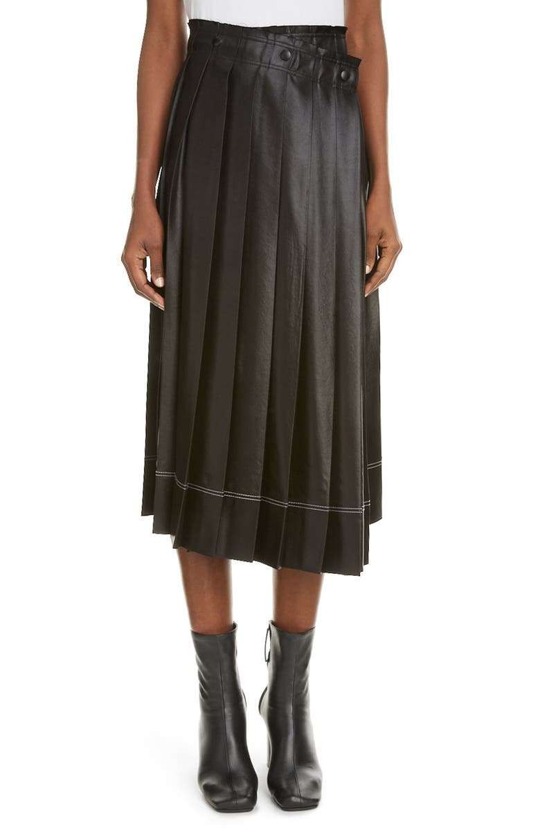 Acne Studios Itty Cinz Pleated Satin Skirt, Main, color,
