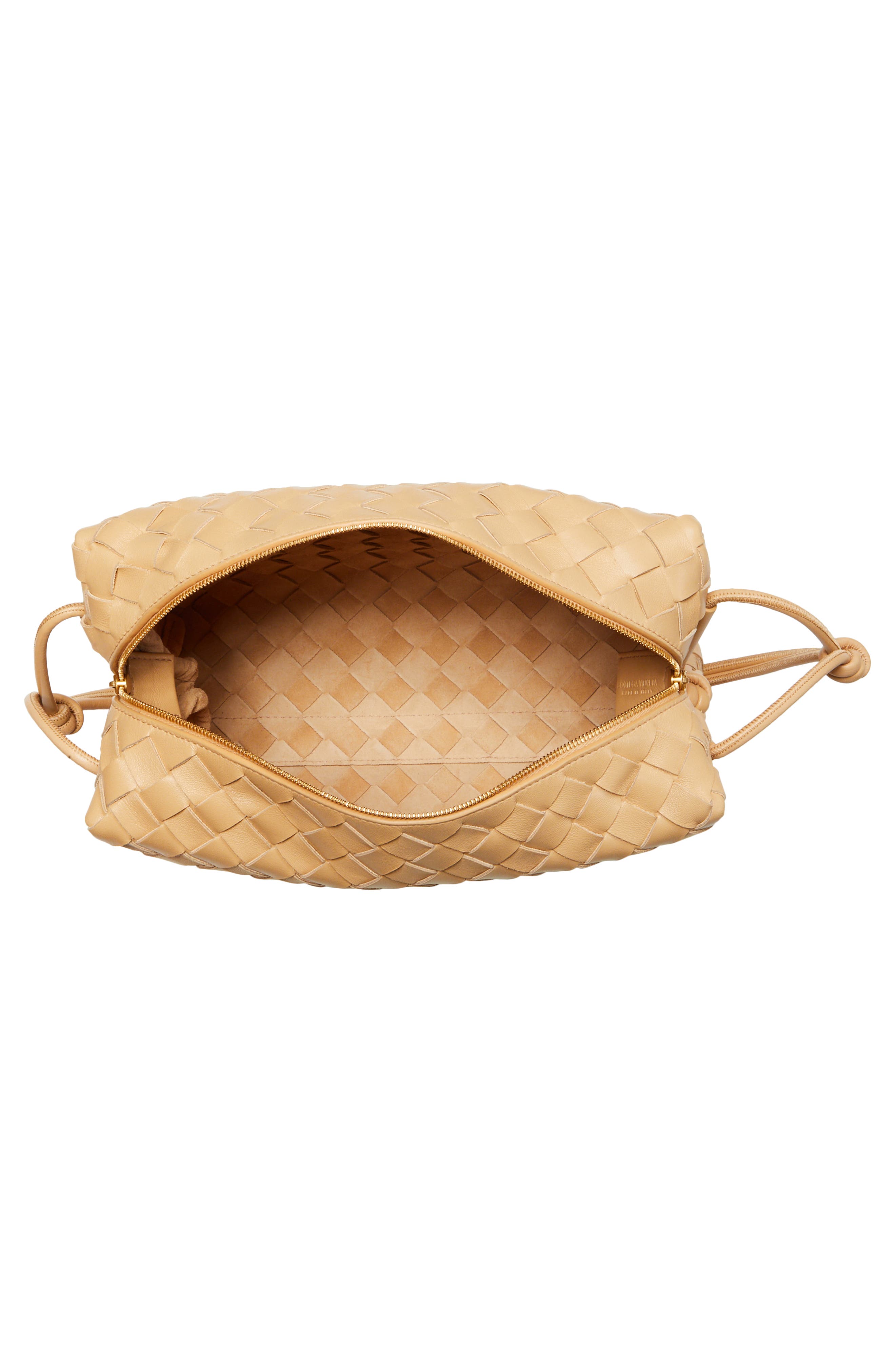 Large Loop Intrecciato Leather Shoulder Bag, Alternate, color, ALMOND GOLD