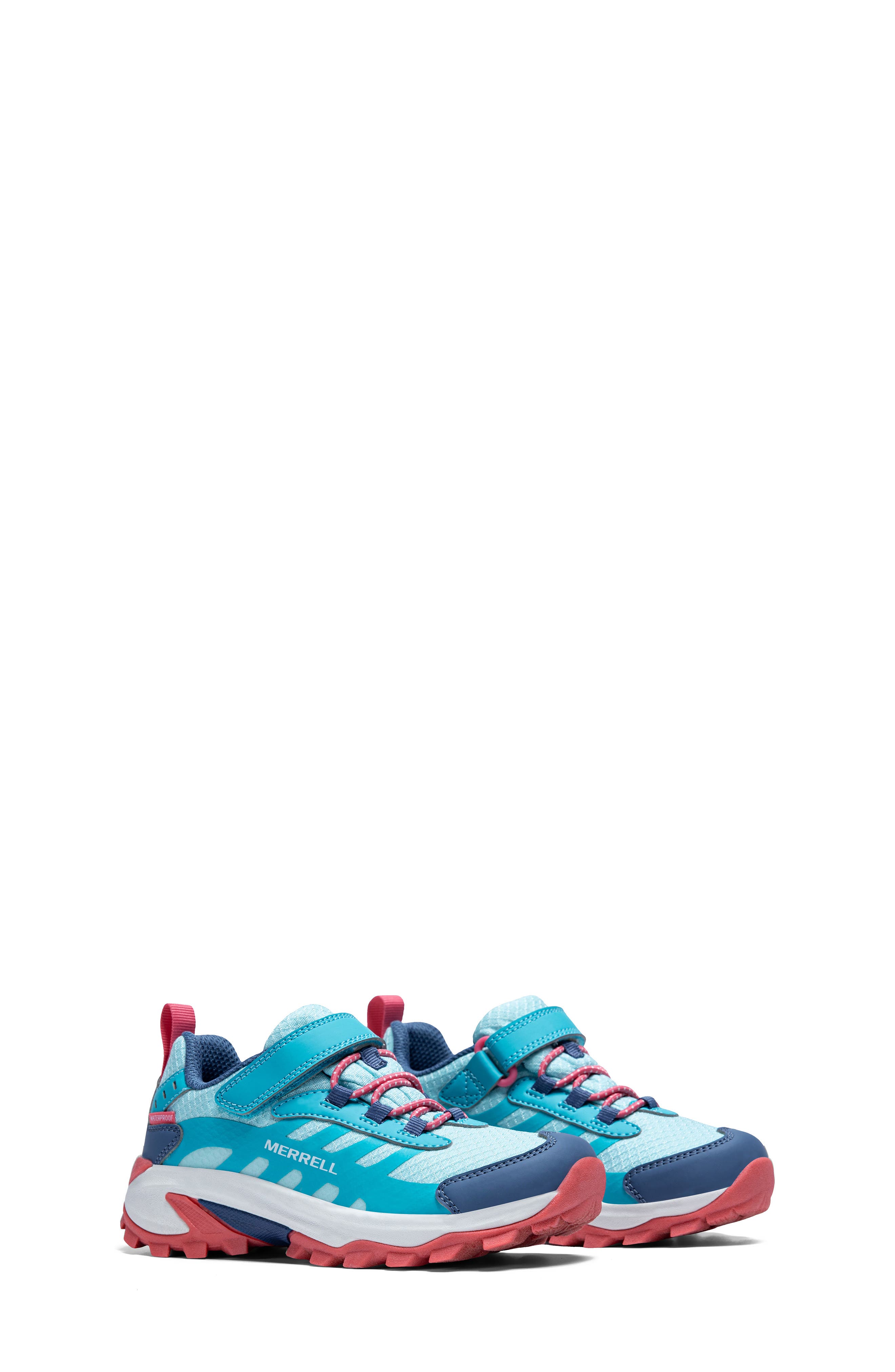 Kids' Moab Speed 2 Waterproof Hiking Shoe, Alternate, color, TURQUOISE/ CORAL