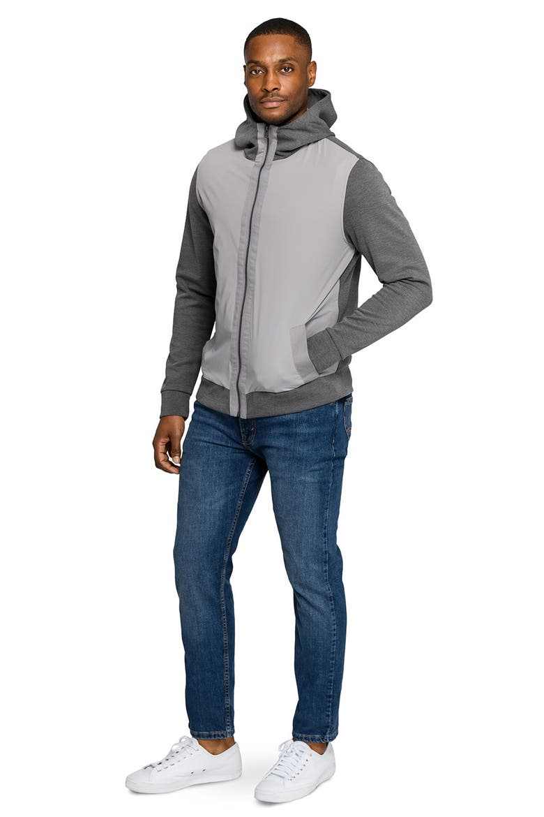 Slim Fit Colorblock Zip-Up Hoodie, Alternate, color, CHARCOAL