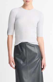 Vince Snap Elbow Sleeve Rib Top