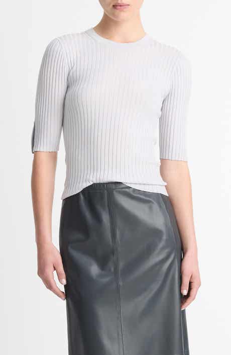 Vince Snap Elbow Sleeve Rib Top