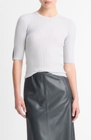 Vince Snap Elbow Sleeve Rib Top