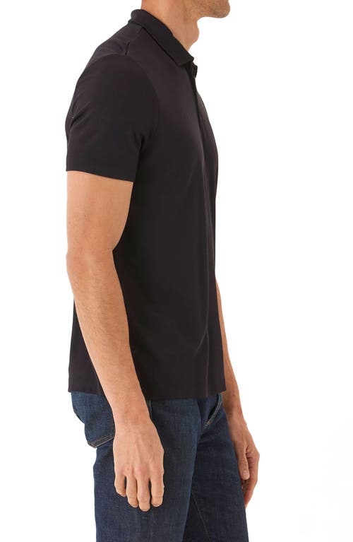 Threads 4 Thought Erick Solid Peached Piqué Zip Polo In Black