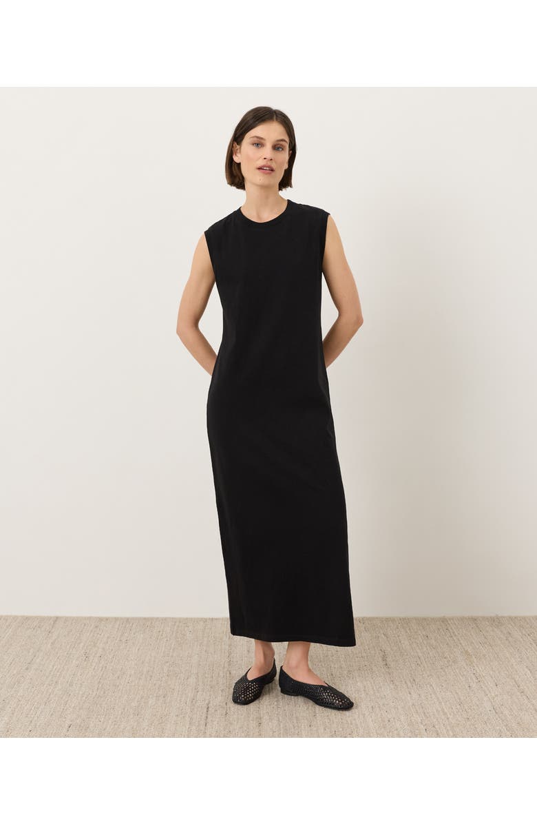 Pact Organic Cotton Soft-Slub Essential Easy Muscle Tee Maxi Dress, Main, color, Black