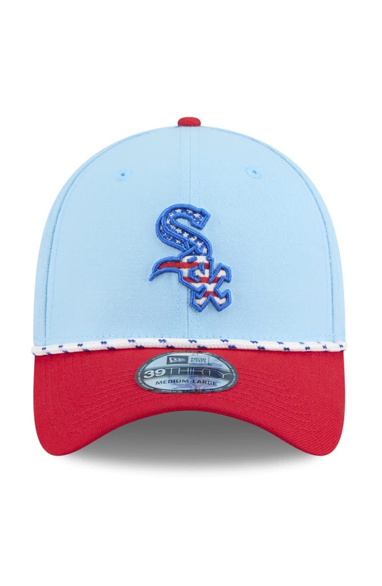 New Era Men's New Era Light Blue/Red Chicago White Sox 2025 Fourth of July 39THIRTY Flex Hat, Alternate, color,