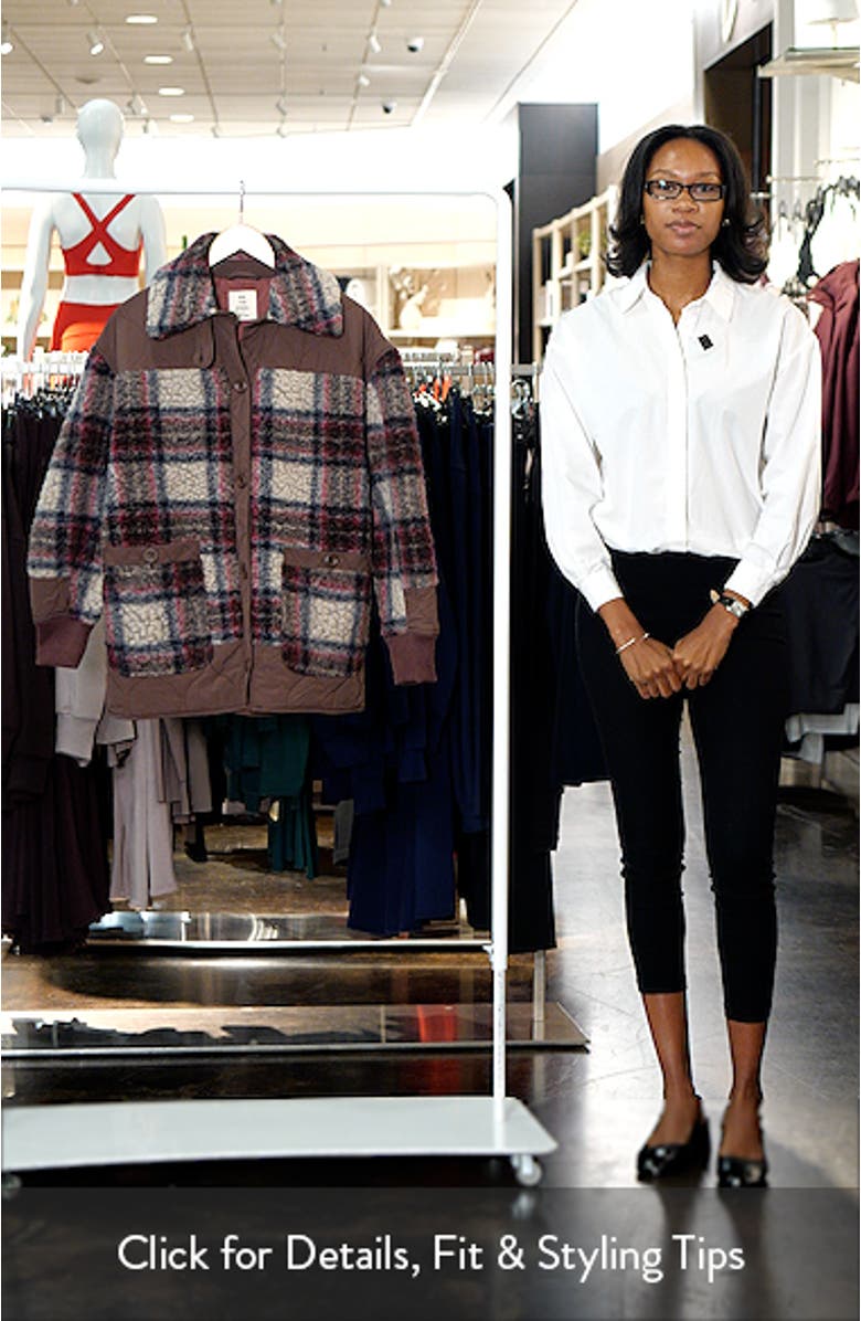 Sana Quilted Plaid Fleece Bomber Jacket, sales video thumbnail