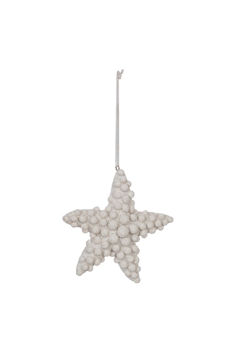 Sandy Sea Star Tree Ornament, Main, color, White