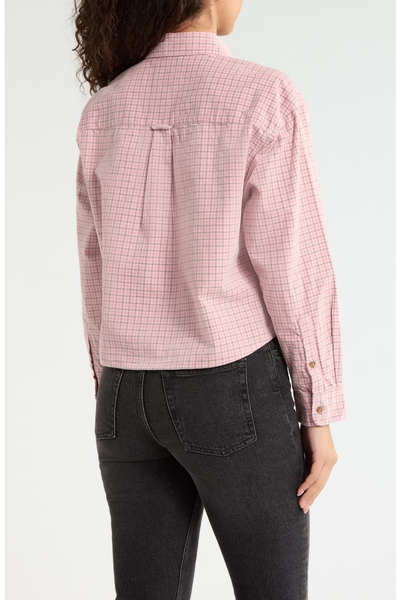 Tattersall Cotton Corduroy Crop Button-Up Shirt, Alternate, color, MAUVE TATTERSALL
