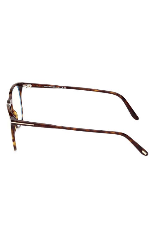 Tom Ford 52mm Round Blue Light Blocking Optical Glasses In Brown