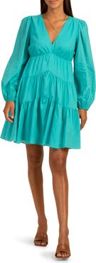 Trina Turk Make Merry Tiered Long Sleeve Dress