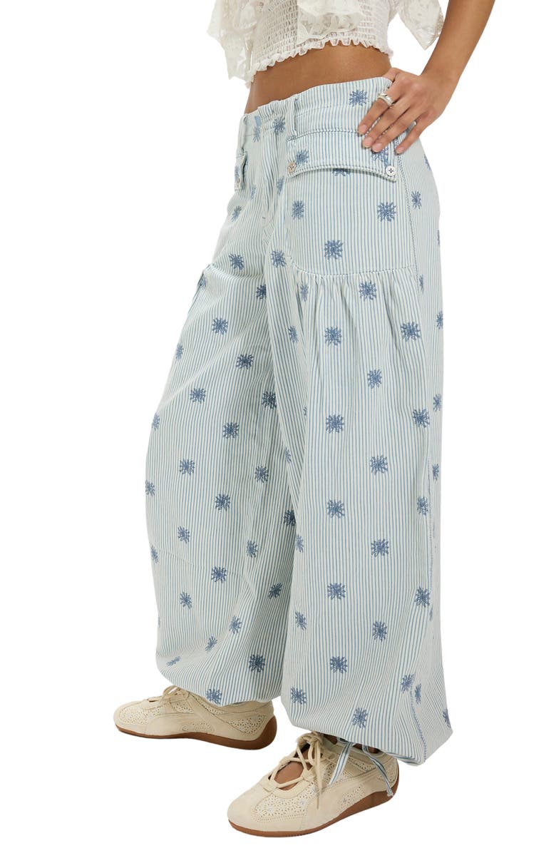 Free People Lotus Embroidered Railroad Stripe Jeans, Alternate, color, Indigo Railroad