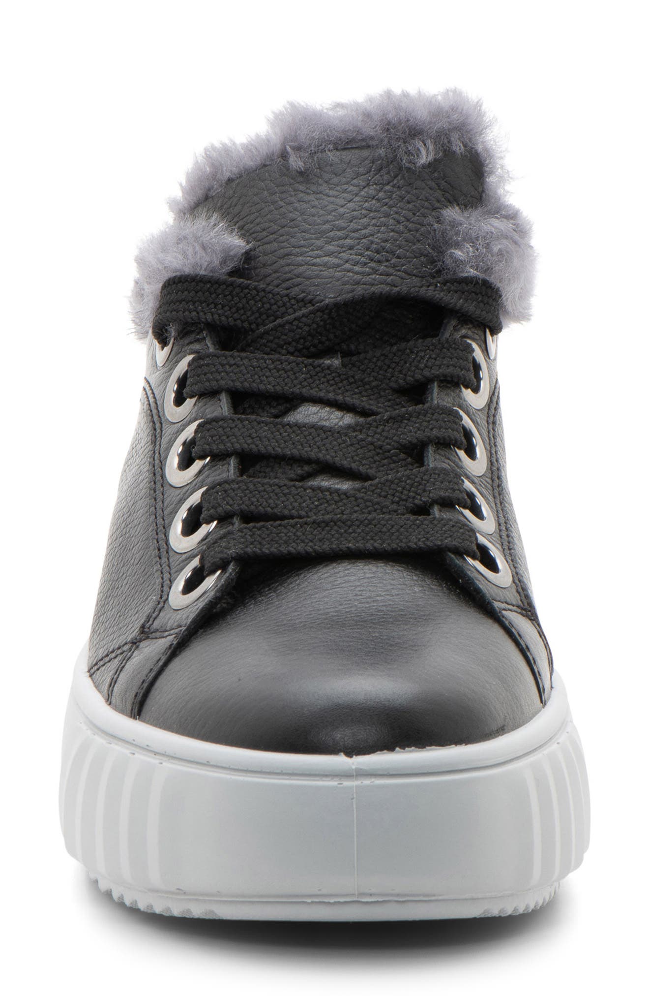 ara Mikky Genuine Shearling Sneaker, Alternate, color, Black
