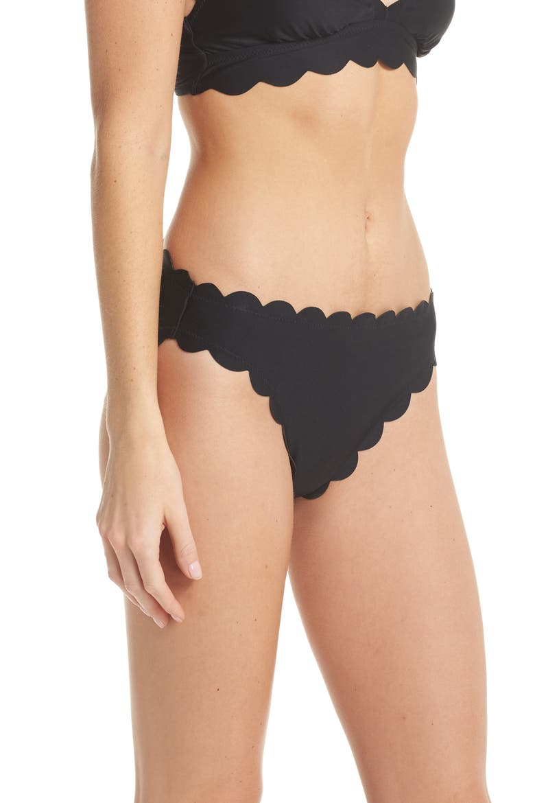 Scallop Hipster Bikini Bottoms, Alternate, color, BLACK