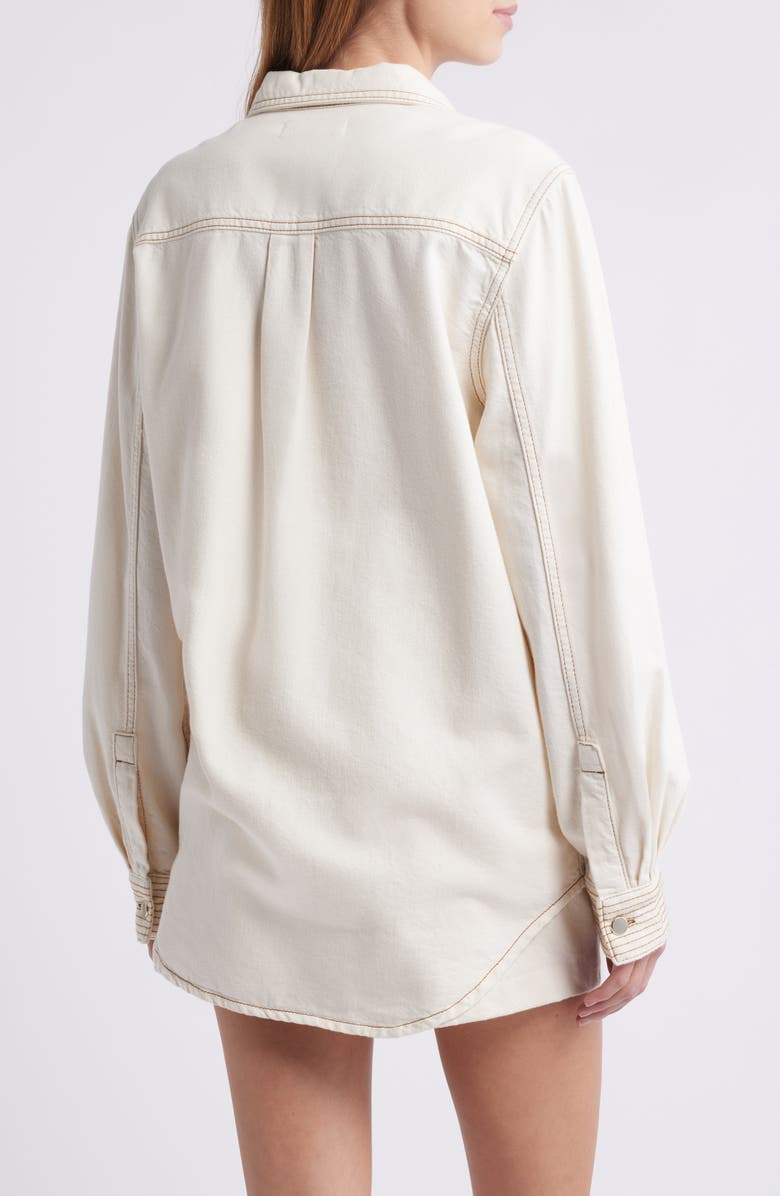 FRAME Trapunto Oversize Cotton Blend Denim Button-Up Shirt, Alternate, color, Vanilla Bean