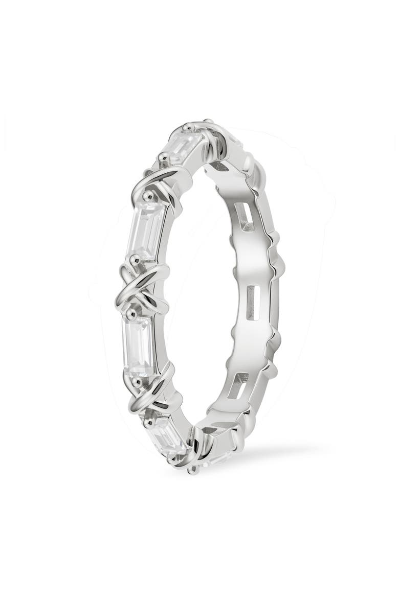 Baguette Cubic Zirconia X Eternity Band, Alternate, color, SILVER