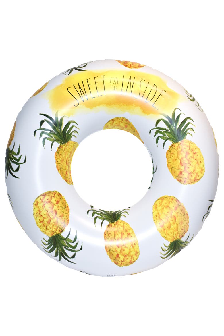 Sweet On The Inside 48 Inch Ring Float Pineapple Inflatable Jumbo Tube, Main, color, Multicolored