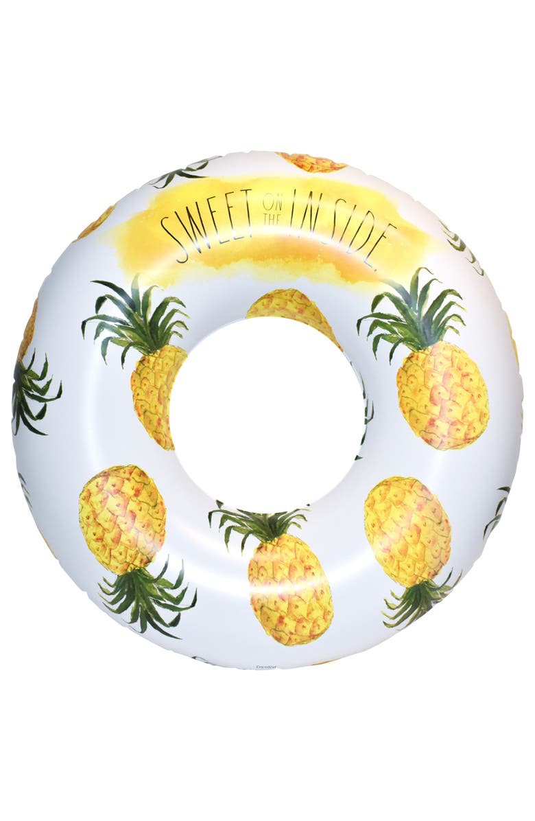 Rae Dunn Sweet On The Inside 48 Inch Ring Float Pineapple Inflatable Jumbo Tube, Main, color, Multicolored