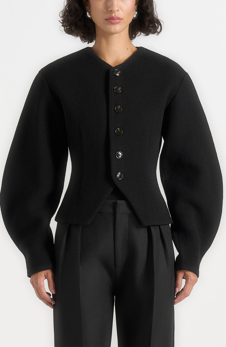 Manière De Voir Aya Wool Hourglass Jacket, Alternate, color, Black