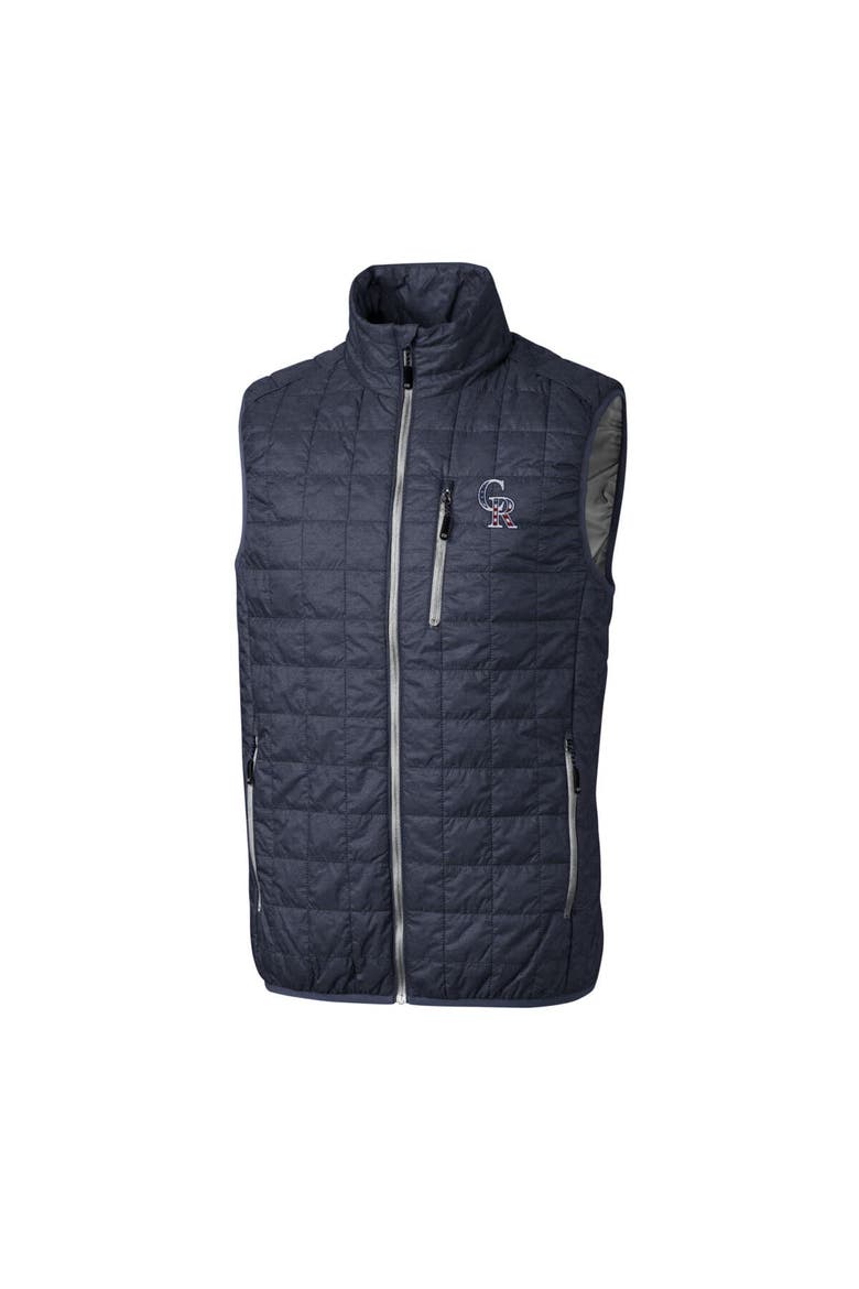Men's Cutter & Buck Gray Colorado Rockies Americana Rainier Full-Zip Vest, Main, color, Gray