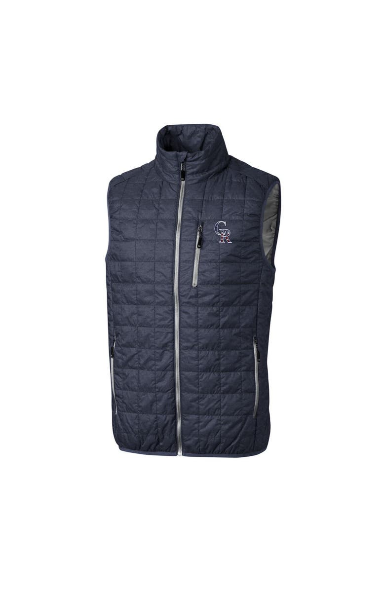 Cutter & Buck Men's Cutter & Buck Gray Colorado Rockies Americana Rainier Full-Zip Vest, Main, color,