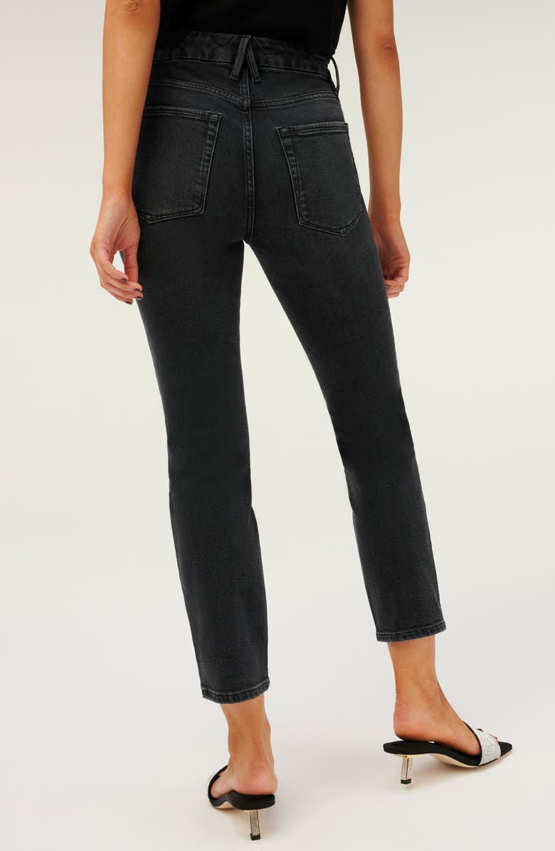Good American Good Classic High Waist Raw Hem Jeans, Alternate, color, 