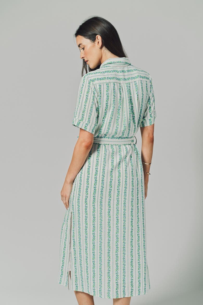 The Short Sleeve Kara Dress, Alternate, color, Blue Floral Stripe