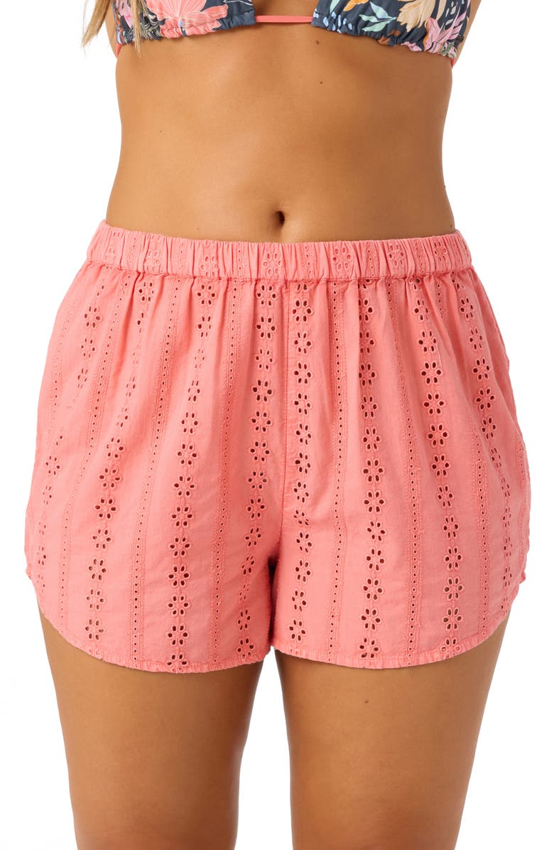 O'Neill Pam Cotton Cover-Up Shorts, Main, color, Porcelain Rose