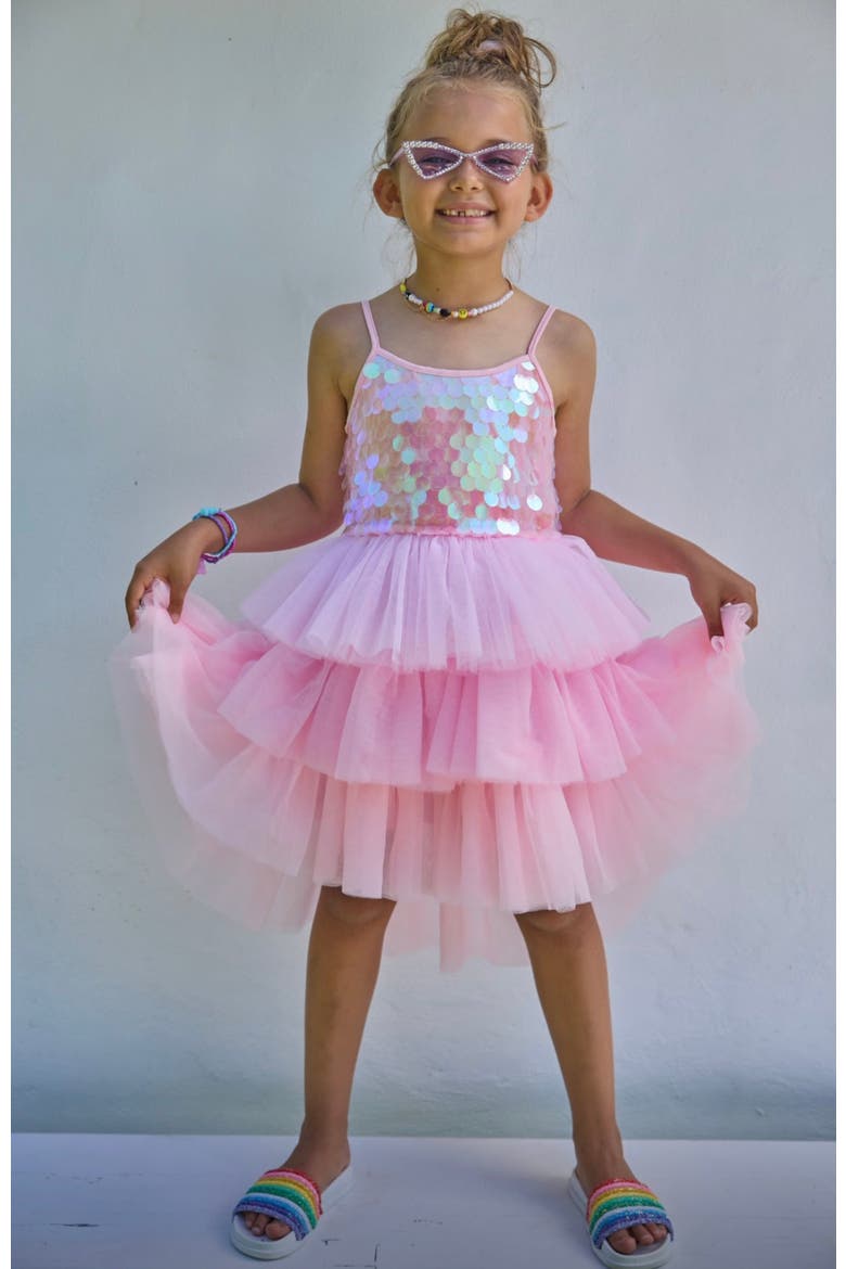 Rose Magic Paillette Dress, Main, color, Pink