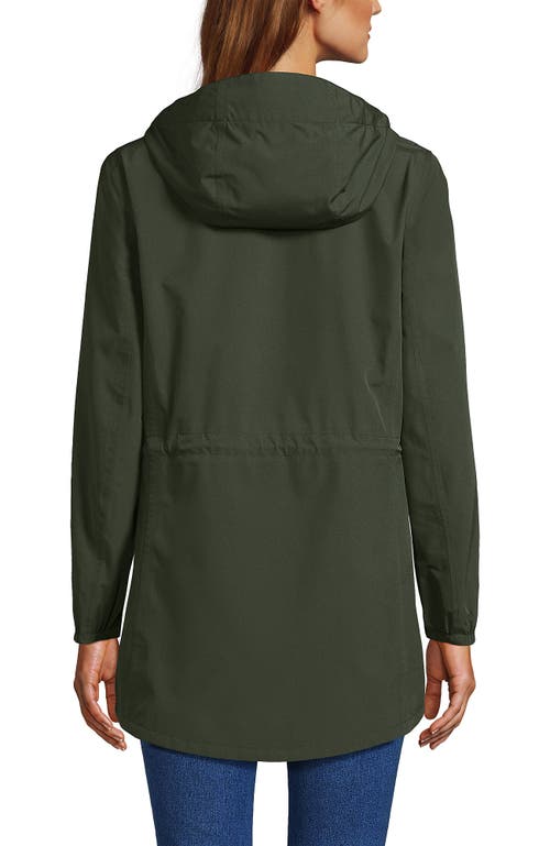 Lands' End Squall Packable Waterproof Raincoat In Rich Olive Green