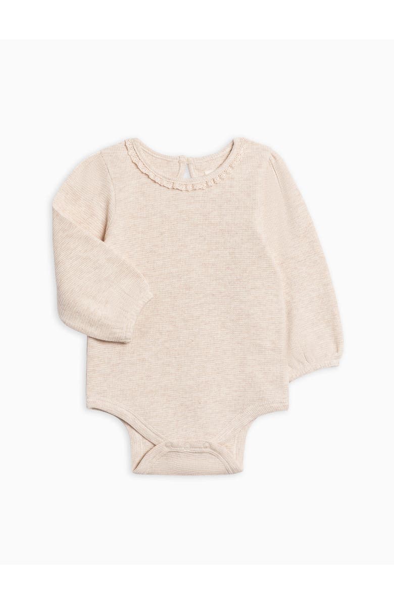 Kendi Langley Waffle Knit Lace Neckline Bodysuit, Main, color, 