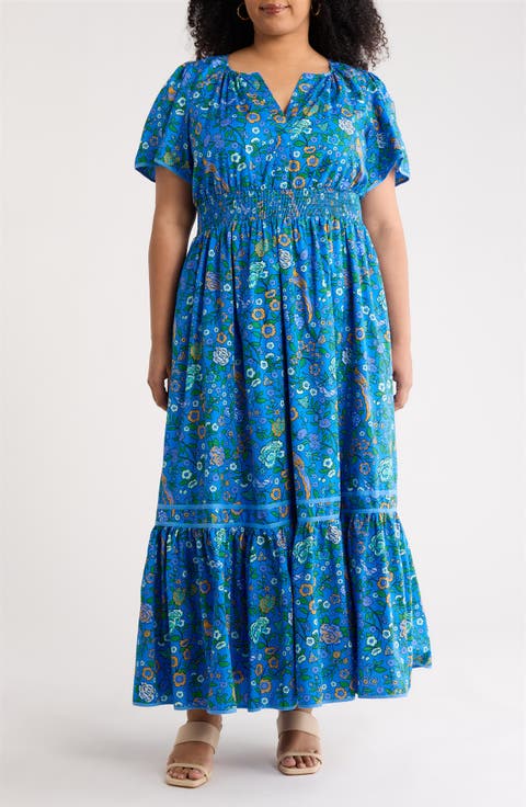 Sendra Floral Cotton Maxi Dress (Plus)