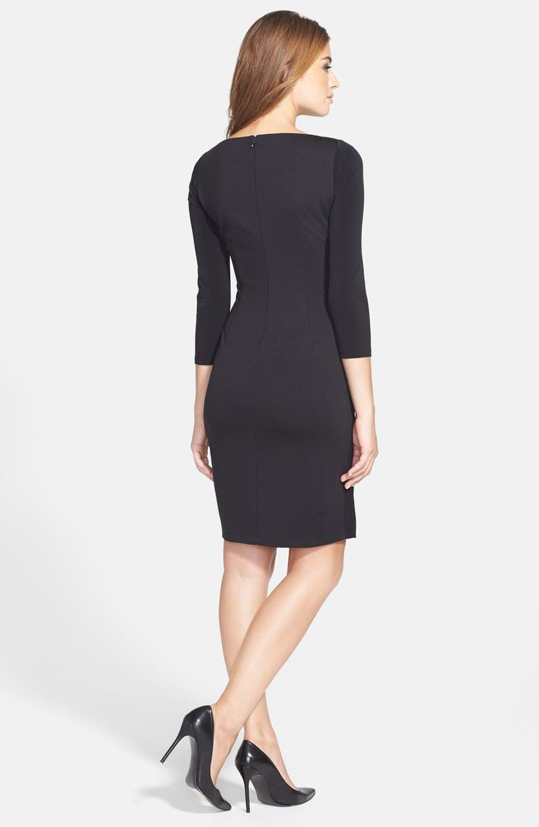 Ivanka Trump Gathered Jersey & Ponte Sheath Dress, Alternate, color, 