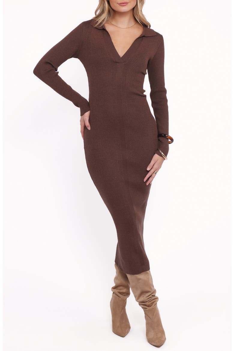 Collins Long Sleeve Sweater Dress, Main, color, CHOCOLATE