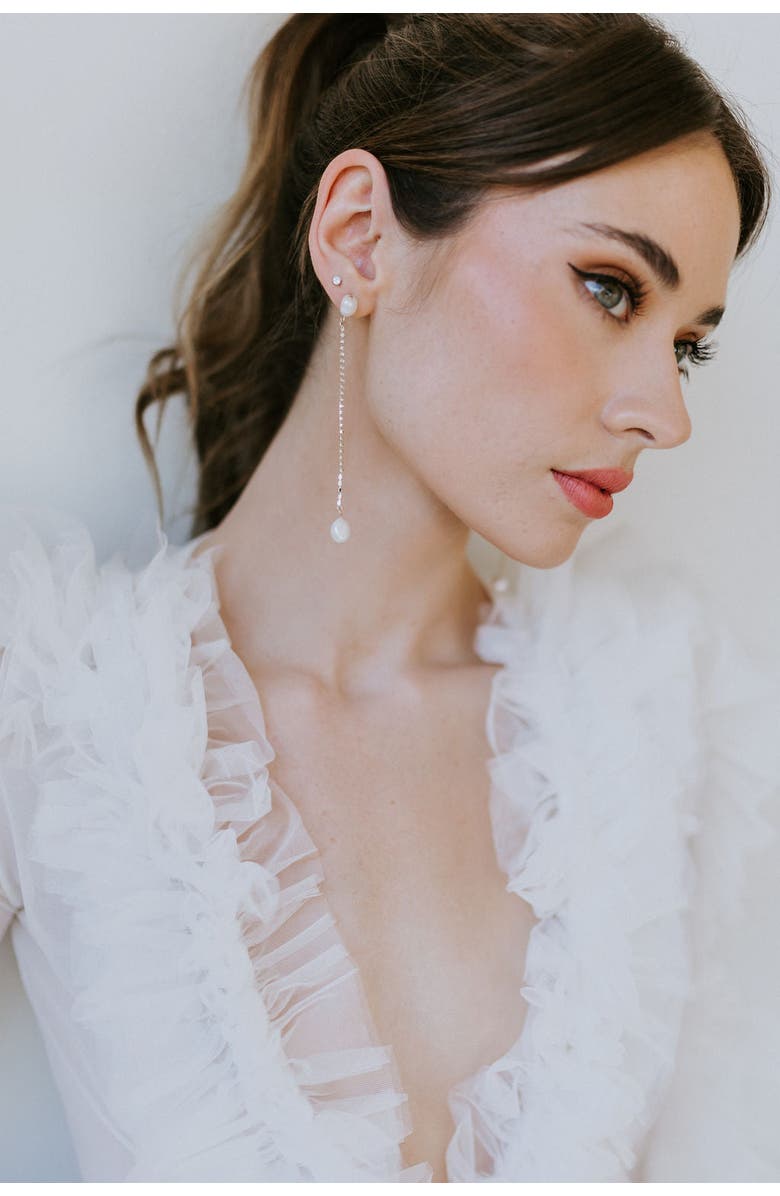 Untamed Petals Sarah Crystal and Pearl Drops, Alternate, color, Gold