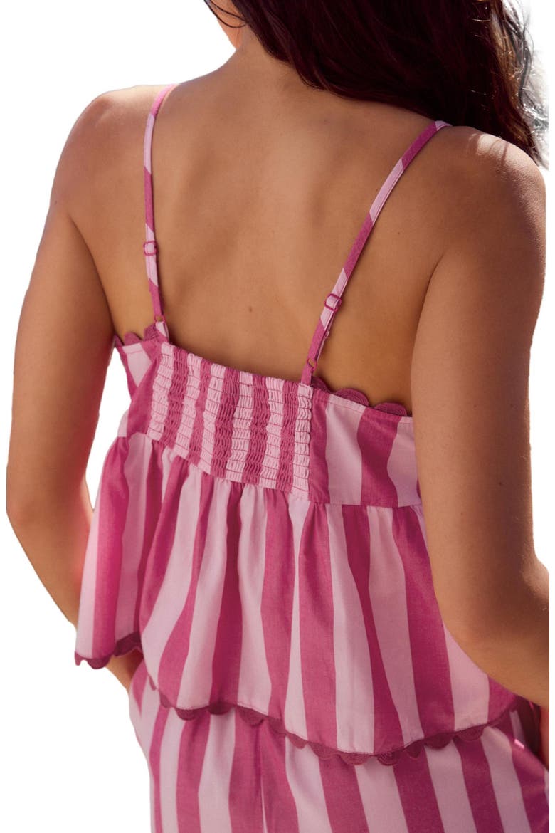 Stripe Scallop Hem Cotton Camisole, Main, color, PINK