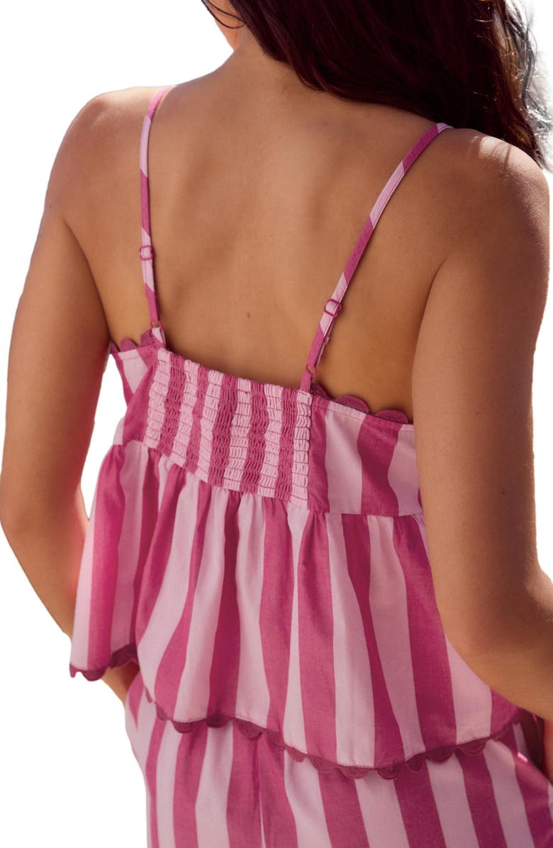 NEXT Stripe Scallop Hem Cotton Camisole, Main, color, Pink