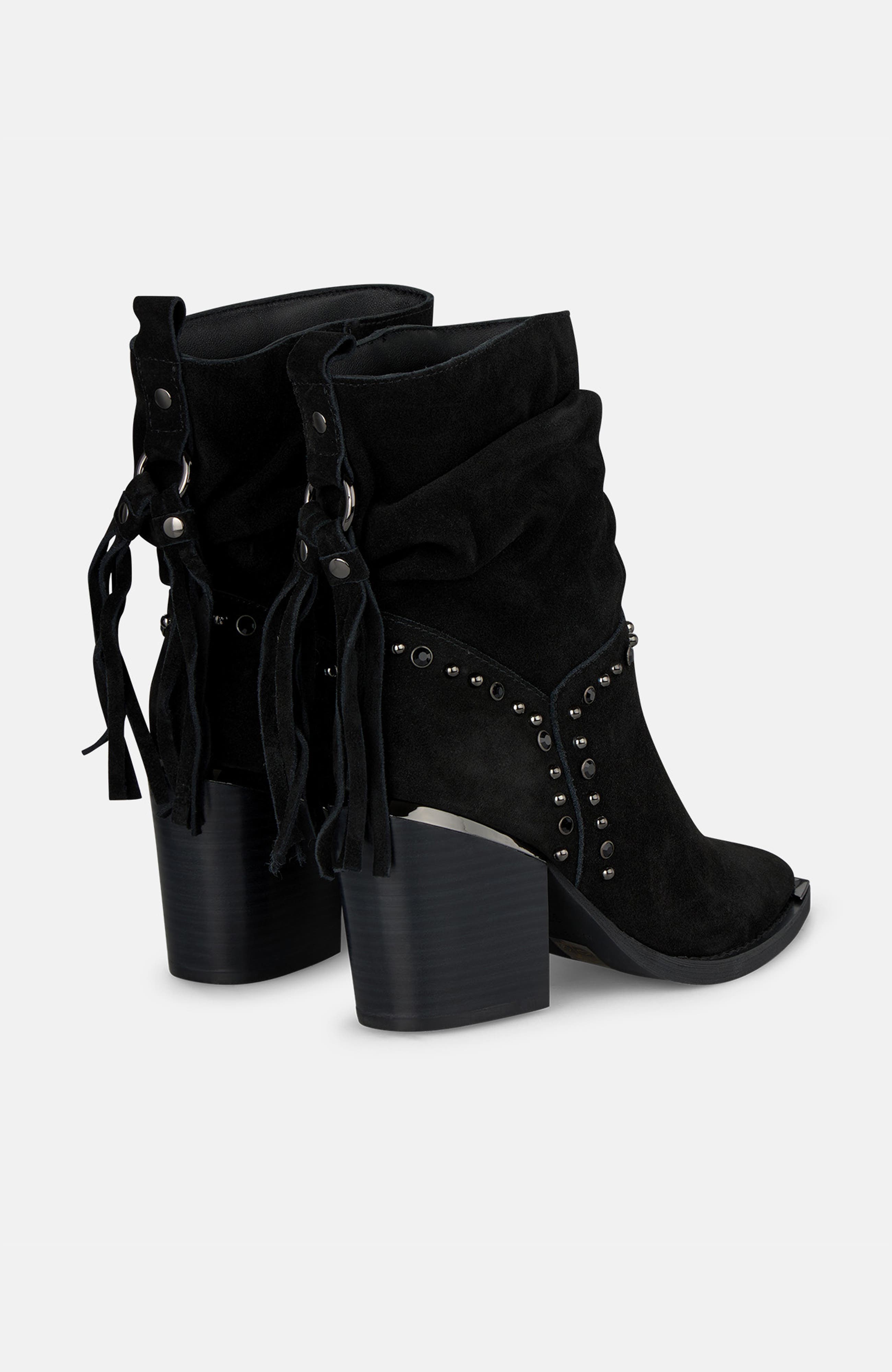 Tassel Studed Ankle Boot, Alternate, color, Black