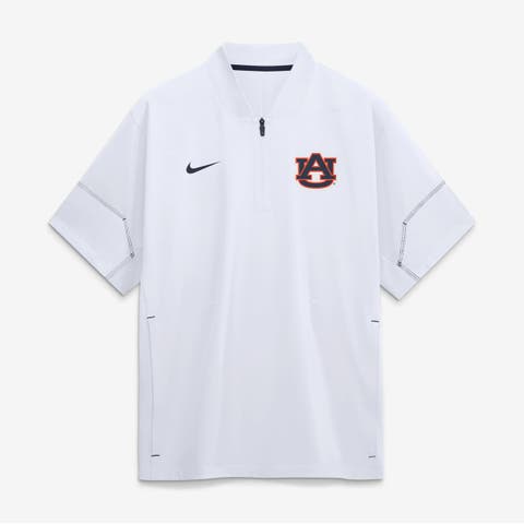 Men's Nike White Auburn Tigers 2026 Sideline Short Sleeve Quarter-Zip Coaches Jacket