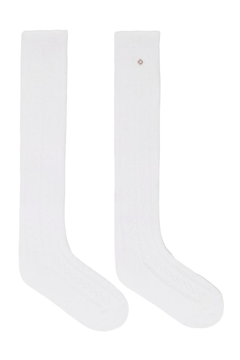 Knee-high pointelle socks, Main, color, White