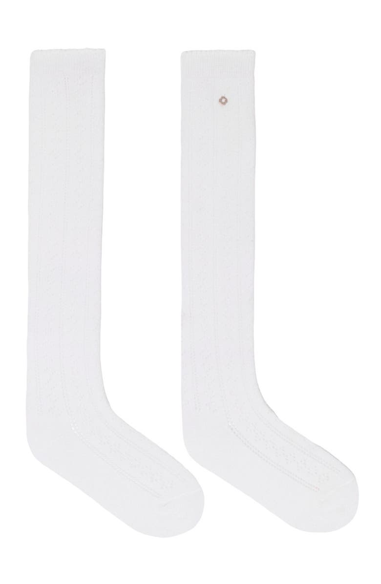 maje Knee-high pointelle socks, Main, color, White