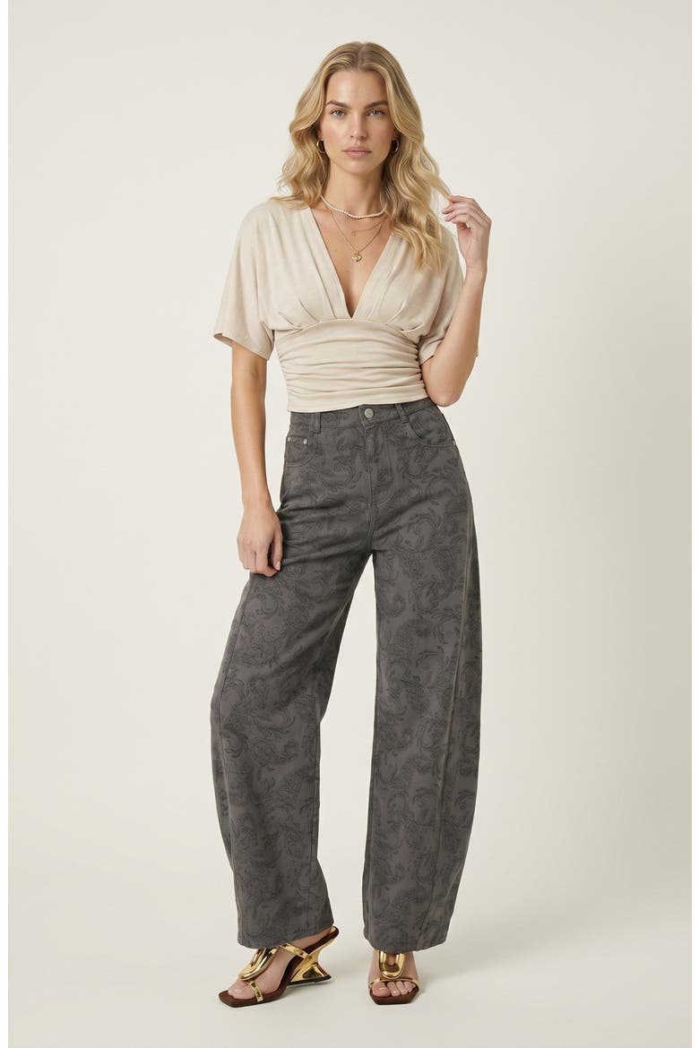 Textured Wide Leg Pants, Alternate, color, Charcoal