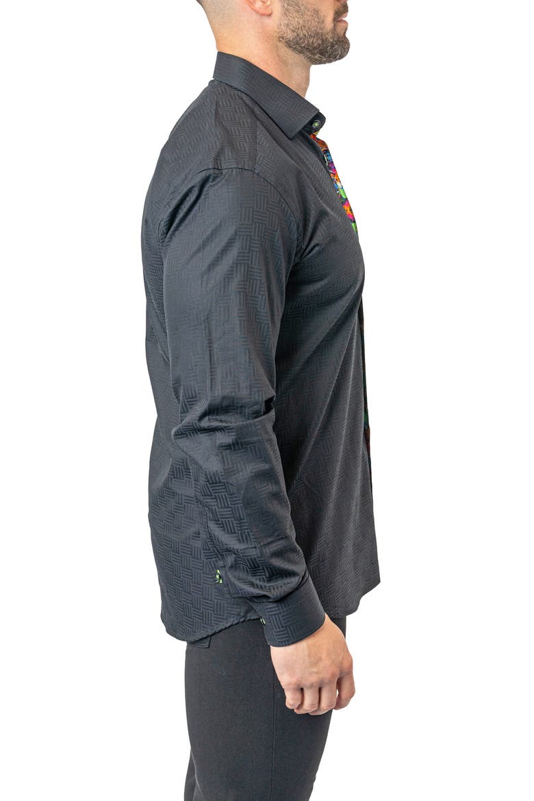 Fibonacci Lego 09 Contemporary Fit Button-Up Shirt, Alternate, color, BLACK