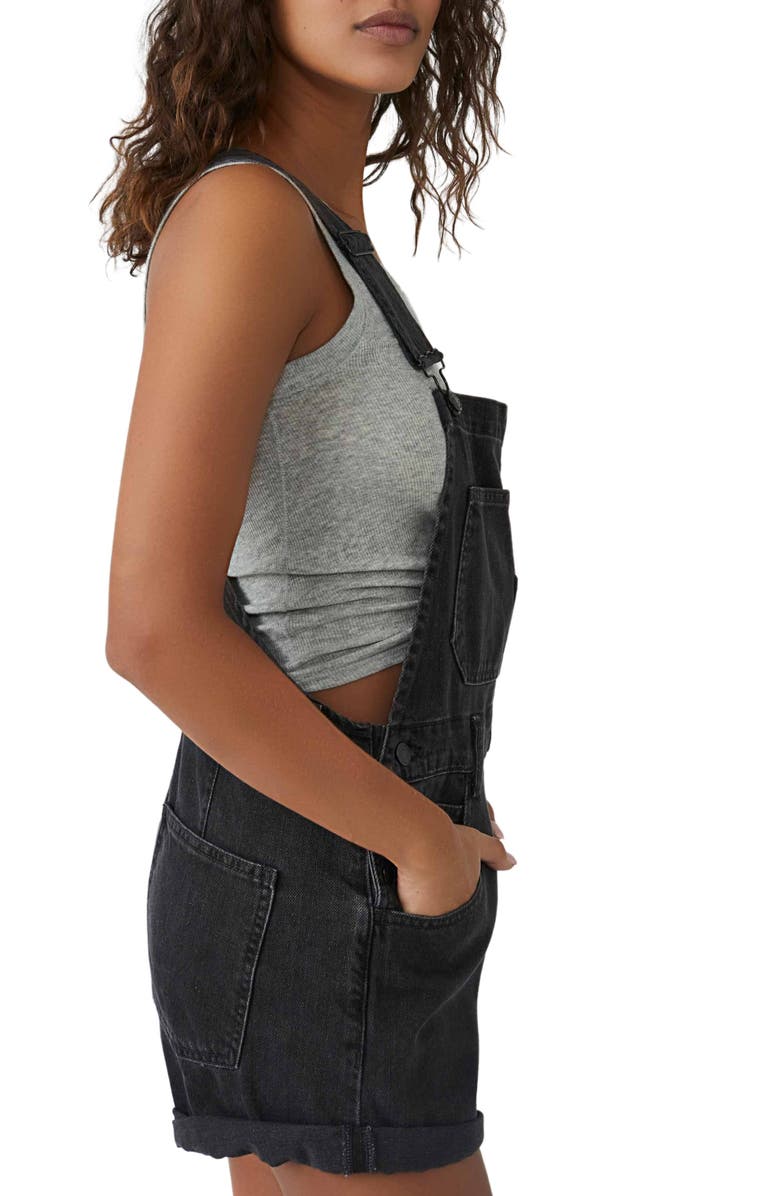 Free People Ziggy Denim Shortalls, Alternate, color, Black